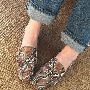 Vince Camuto Snake Skin Loafers, with Square Toe.